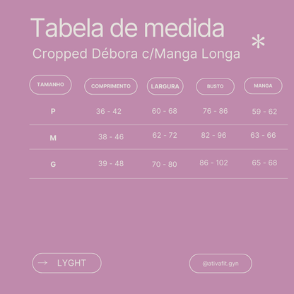 Cropped Débora Manga Longa Preto