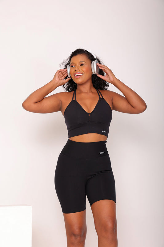 Cropped Viés Duplo Preto