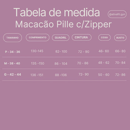 Macacão Pille com zipper Preto