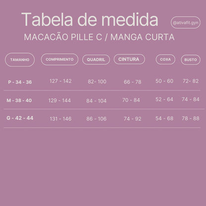Macacão manga curta c/decote nas costas Preto