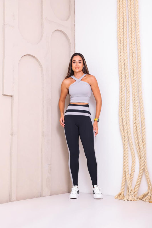 Conjunto legging c/cropped Bia Preto