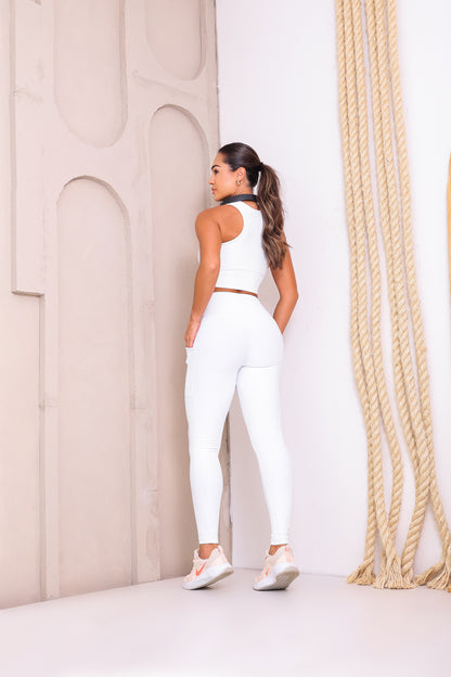 Conjunto Legging com bolso e Cropped Branco