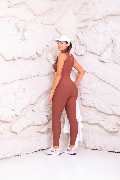 Macacão Pille com zipper Marrom
