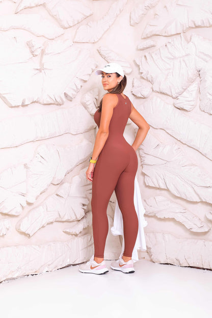 Macacão Pille com zipper Marrom